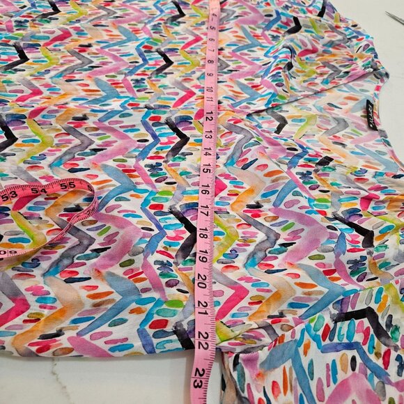 APNY Blouse Silk Blend Multicolor Artsy Print Long Sleeve Medium - Picture 9 of 10